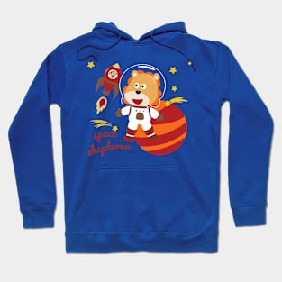 Space lion or astronaut in a space suit with cartoon style. Hoodie